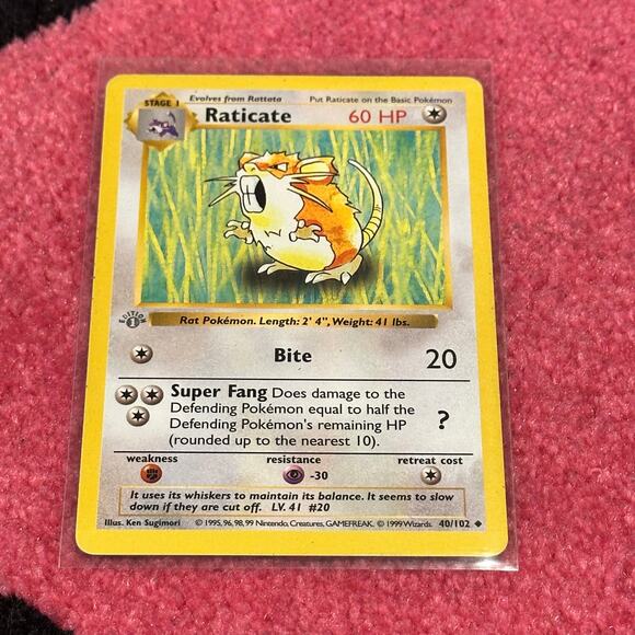 Raticate [1st Edition] #40 – Pokémon Base Set – Grey Stamp – As Pictured - Picture 1 of 6
